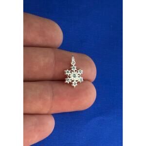 Sterling Silver Snowflake Charm with Blue Crystals